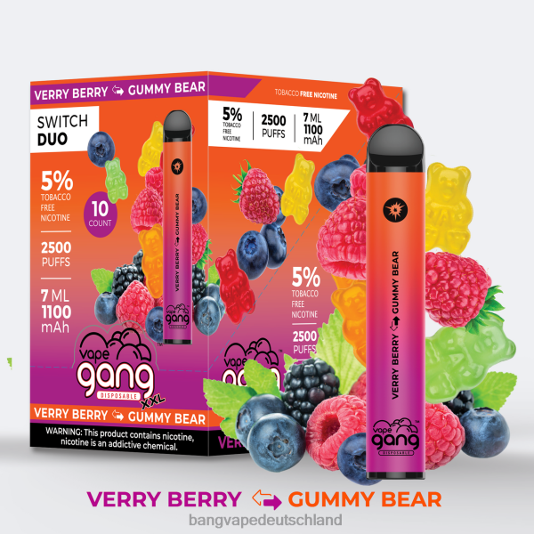 Bang Box Vape Price - Vape Gang Switch Duo 2 Geschmacksrichtungen (10er-Packung) 2B2XN48 sehr beerig - Gummibärchen