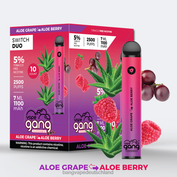 Bang Disposable Vape Flavors - Vape Gang Switch Duo 2 Geschmacksrichtungen (10er-Packung) 2B2XN39 Aloe-Traube - Aloe-Beere