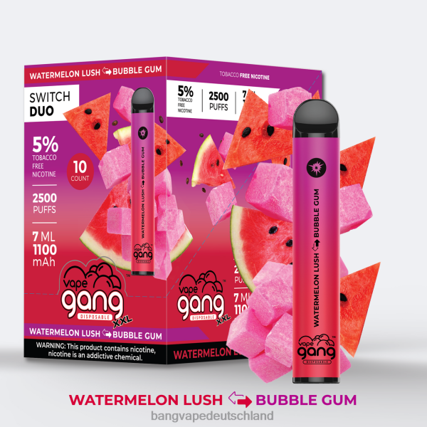 Bang Disposable Vape Flavors - Vape Gang Switch Duo 2 Geschmacksrichtungen (10er-Packung) 2B2XN49 Wassermelone üppig - Kaugummi
