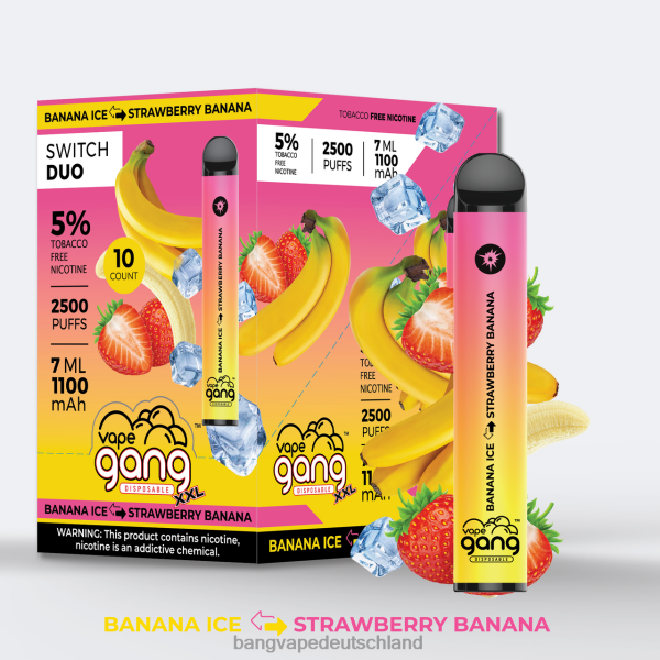 Best Bang Vape Flavor - Vape Gang Switch Duo 2 Geschmacksrichtungen (10er-Packung) 2B2XN40 Bananeneis - Erdbeerbanane