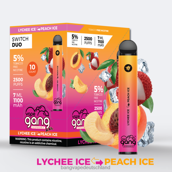 Vape Gang Deutschland - Vape Gang Switch Duo 2 Geschmacksrichtungen (10er-Packung) 2B2XN42 Litschi-Eis – Pfirsicheis
