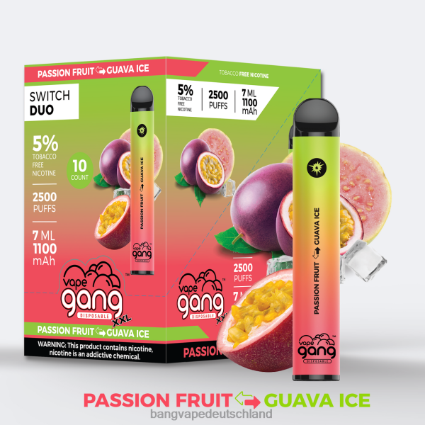 Vape Gang Disposables - Vape Gang Switch Duo 2 Geschmacksrichtungen (10er-Packung) 2B2XN44 Passionsfrucht - Guaveneis