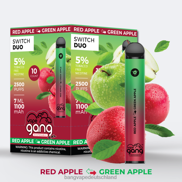 Vape Gang Shop - Vape Gang Switch Duo 2 Geschmacksrichtungen (10er-Packung) 2B2XN46 roter Apfel - grüner Apfel