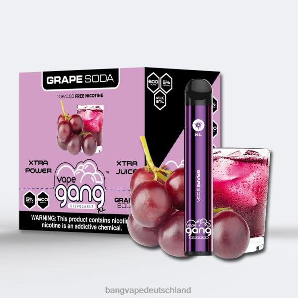 Bang Disposable Vape Flavors - Vape Gang XL Einweg-Vaporizer 600 Züge (10er-Packung) 2B2XN71 Trauben-Soda