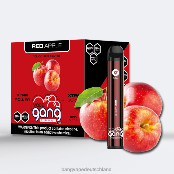 Bang Vape Deutschland - Vape Gang XL Einweg-Vaporizer 600 Züge (10er-Packung) 2B2XN73 roter Apfel